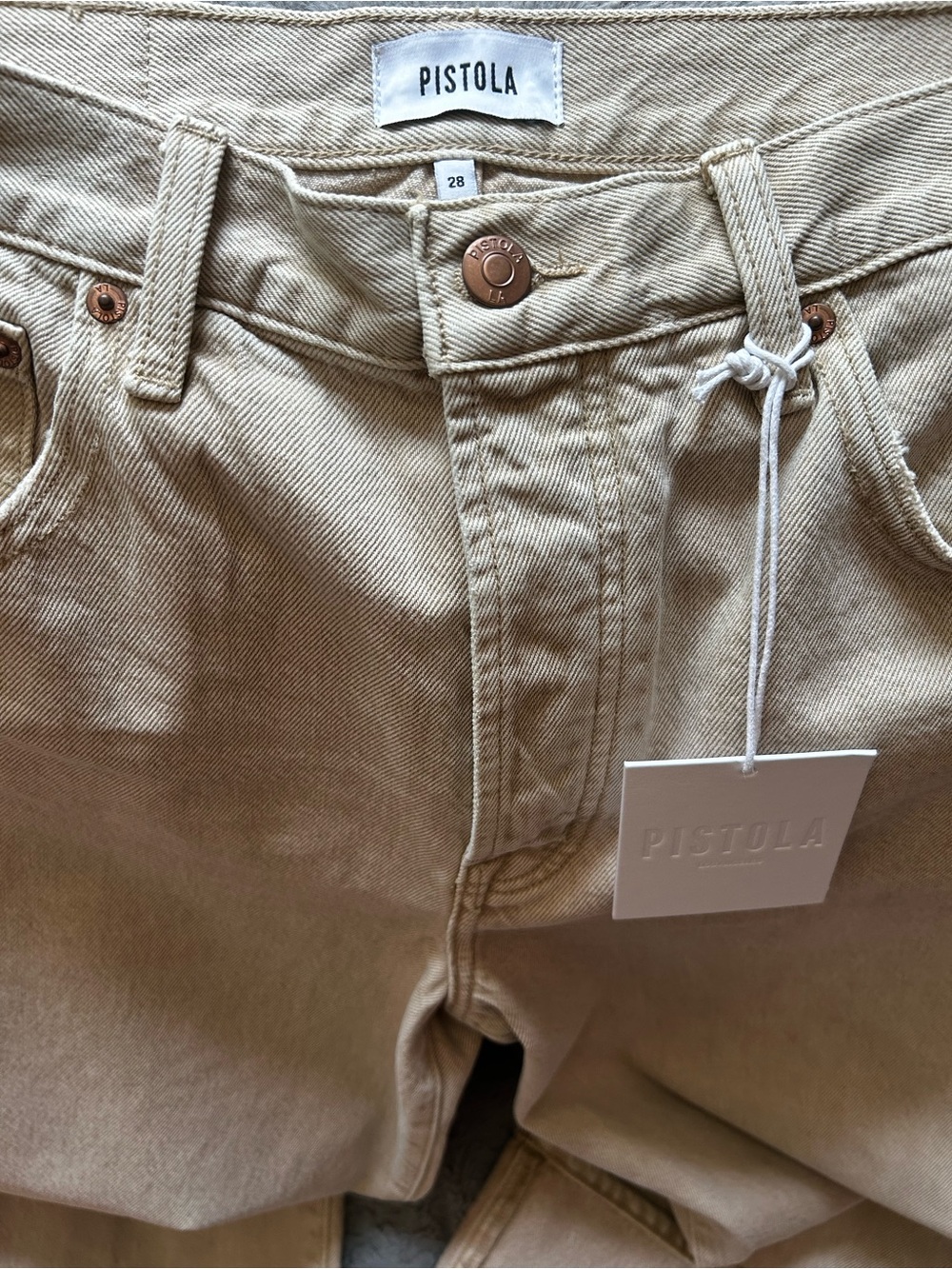 Pistola Ryder High-Rise Straight Jeans in Beige SIZE 28 - Picture 3 of 4